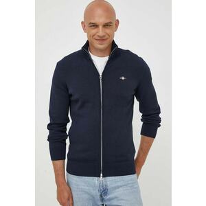 Gant cardigan din bumbac culoarea albastru marin imagine