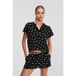 Karl Lagerfeld pijamale de bumbac culoarea negru, bumbac, A1W45002 imagine