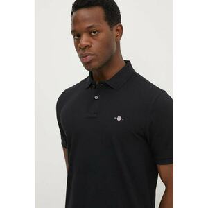 Gant polo de bumbac culoarea negru, neted imagine