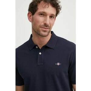 Gant polo de bumbac culoarea albastru marin, neted imagine