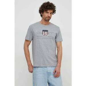 Gant tricou din bumbac culoarea gri, cu imprimeu imagine