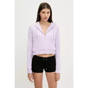Juicy Couture bluză culoarea turcoaz, cu glugă, cu imprimeu, JCWA122001 imagine
