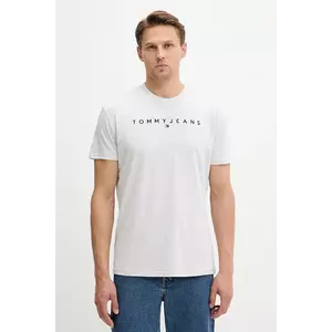 Tommy Jeans tricou din bumbac culoarea bej, cu imprimeu, DM0DM20744 imagine