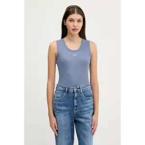 Tommy Jeans top din bumbac culoarea bej, DW0DW21369 imagine
