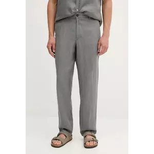 United Colors of Benetton pantaloni din in culoarea gri, drept, 4AGH55HW8 imagine