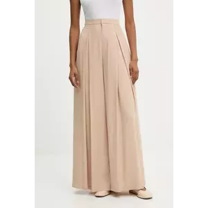 Answear Lab pantaloni culoarea bej, lat, high waist imagine