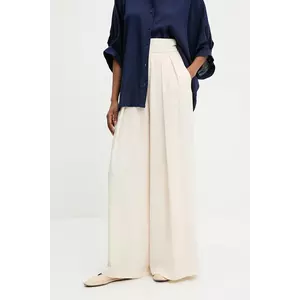 Answear Lab pantaloni culoarea bej, lat, high waist imagine