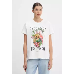 Farm Rio tricou din bumbac culoarea alb, 336505 imagine