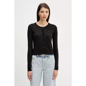 Tommy Jeans cardigan din bumbac culoarea negru, light, DW0DW20976 imagine