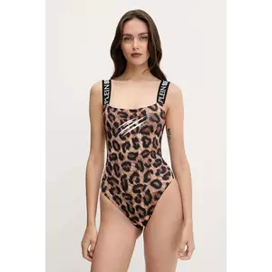 PLEIN SPORT costum de baie dintr-o bucată culoarea maro, cupă moale, PS25WOP04 imagine