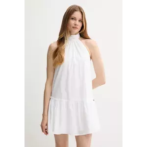 Pepe Jeans rochie din bumbac culoarea alb, mini, evazați, PL953761 imagine