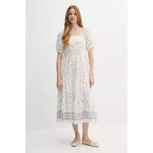 Pepe Jeans rochie din bumbac culoarea alb, midi, evazați, PL953759 imagine