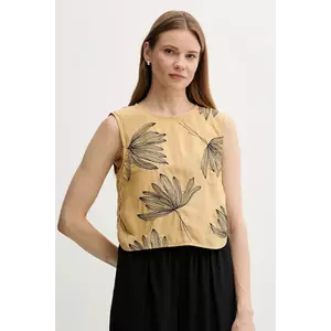 Sisley bluză din amestec de in culoarea verde, cu imprimeu, 5HZELH01L imagine