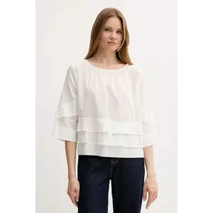Sisley bluză din bumbac culoarea alb, uni, 5HO1LQ08T imagine