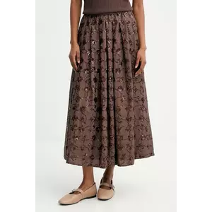 Weekend Max Mara fustă din bumbac TEMPRA culoarea maro, midi, evazați, 2525106071600 imagine