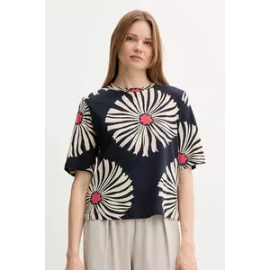 United Colors of Benetton tricou din amestec de in culoarea bleumarin, 3ZJYD1047 imagine
