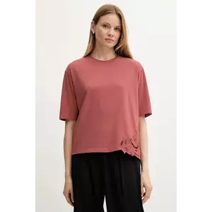 Sisley tricou din bumbac culoarea roz, 3F1QL107M imagine