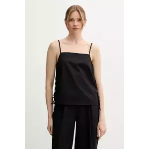 Sisley bluză din amestec de in culoarea negru, uni, 5W7HLH01H imagine
