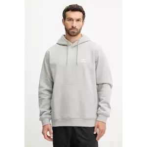 adidas Originals bluză Essentials culoarea gri, cu glugă, melanj, HZ6585 imagine