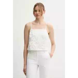 Sisley bluză din bumbac culoarea alb, cu imprimeu, 5WFQLH01G imagine