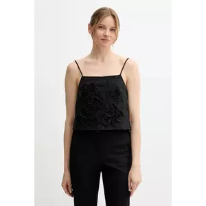 Sisley bluză din bumbac culoarea negru, cu imprimeu, 5WFQLH01G imagine