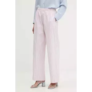 Abercrombie & Fitch pantaloni de bumbac culoarea roz, drept, high waist, KI156-5288 imagine