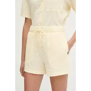 Vans pantaloni scurți culoarea galben, uni, high waist, VN000MBAE301 imagine