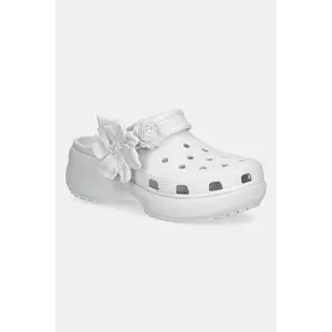Crocs papuci Classic Platform Bouquet Clog culoarea gri, cu platforma, 211292 imagine