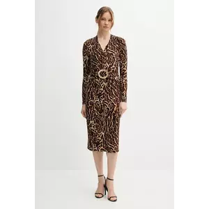 Joseph Ribkoff rochie culoarea maro, midi, evazati, 253091 imagine