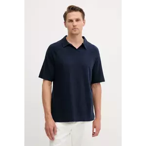 United Colors of Benetton polo din in culoarea bleumarin, uni, 3UTFU302A imagine