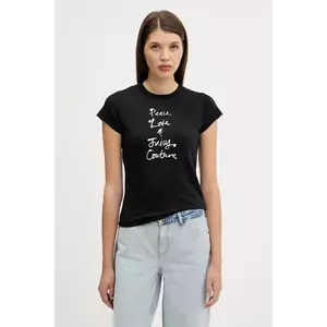 Juicy Couture tricou PEACE LOVE AND JUICY HILTON T-SHIRT culoarea negru, JCNCT225458 imagine