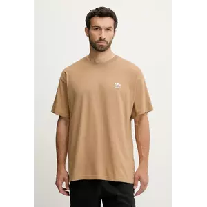 adidas Originals tricou din bumbac Essentials culoarea maro, cu imprimeu, JV5944 imagine