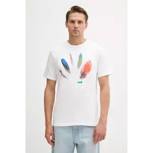 United Colors of Benetton tricou din bumbac culoarea alb, cu imprimeu, 3BL0U10AG imagine