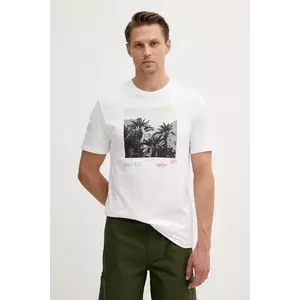 United Colors of Benetton tricou din bumbac culoarea alb, cu imprimeu, 3BL0U10AG imagine