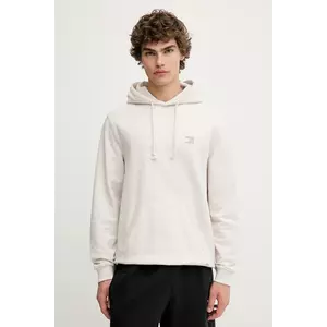 Tommy Jeans hanorac de bumbac culoarea bej, cu glugă, melanj, DM0DM21922 imagine