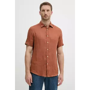 United Colors of Benetton cămașă de in culoarea alb, cu guler clasic, regular, 5BKU5QJH8 imagine