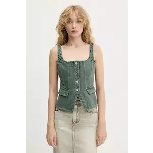 Stine Goya top din denim culoarea verde, cu imprimeu, SG-PF25-T083-2393 imagine