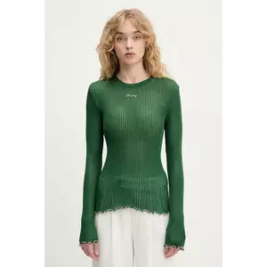 Stine Goya longsleeve de mătase culoarea verde, SG-PF25-T060-2355 imagine