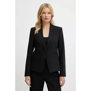 BOSS geacă de lână culoarea negru, un singur rand de nasturi, uni, 50546622 imagine