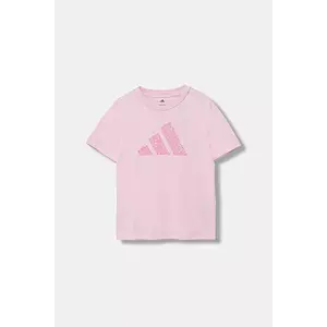 adidas tricou de bumbac pentru copii culoarea roz, cu imprimeu, JV5205 imagine