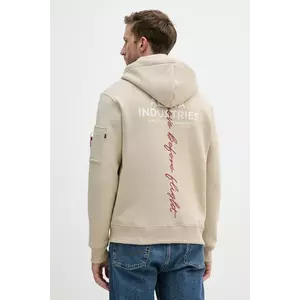 Alpha Industries bluză culoarea bej, cu glugă, cu imprimeu, 148341.627 imagine