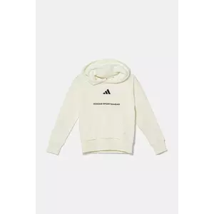adidas bluză copii culoarea bej, cu glugă, cu imprimeu, KC2806 imagine