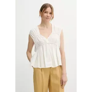 Sisley bluză din bumbac culoarea alb, uni, 5HO1LQ08X imagine