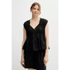 Sisley bluză din bumbac culoarea negru, uni, 5HO1LQ08X imagine