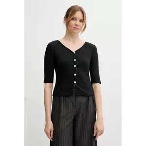 Sisley bluză culoarea negru, uni, 37UCL4013 imagine
