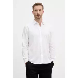 Sisley cămașă de in culoarea alb, cu guler clasic, regular, 51FCSQ03G imagine