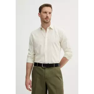Sisley cămașă de in culoarea bej, cu guler clasic, regular, 51FCSQ03G imagine