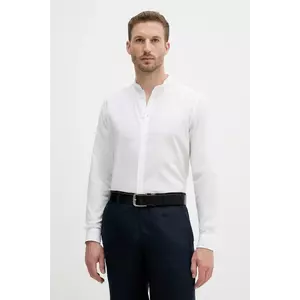 Sisley cămașă de in culoarea alb, cu guler stand-up, regular, 51FCSQ03J imagine