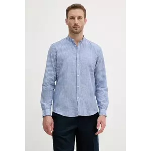 Sisley cămașă de in culoarea violet, cu guler stand-up, regular, 51FCSQ03J imagine