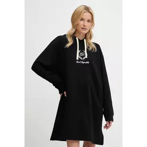 Karl Lagerfeld rochie din bumbac culoarea negru, mini, oversize, A3W44010 imagine